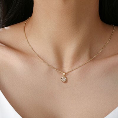Grá Collection Gold Plated Cubic Zirconia Clover Design In Circle Pendant